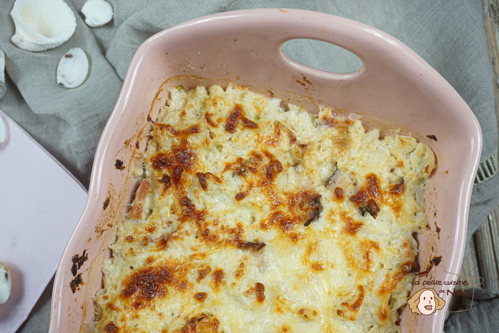 gratin de chou-fleur au lard fumé 