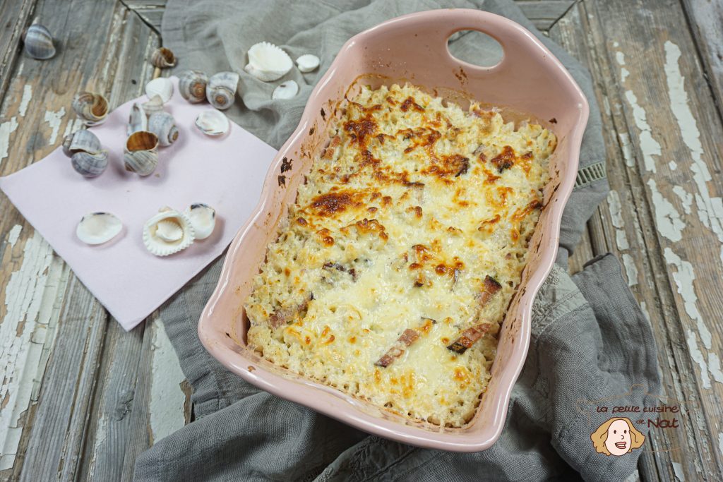 gratin de chou-fleur au lard fumé 