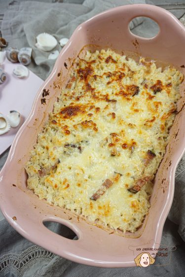 gratin de chou-fleur au lard fumé