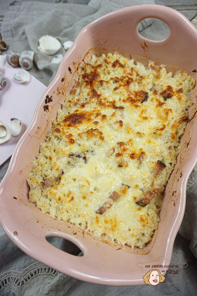 Gratin de chou-fleur au lard fumé